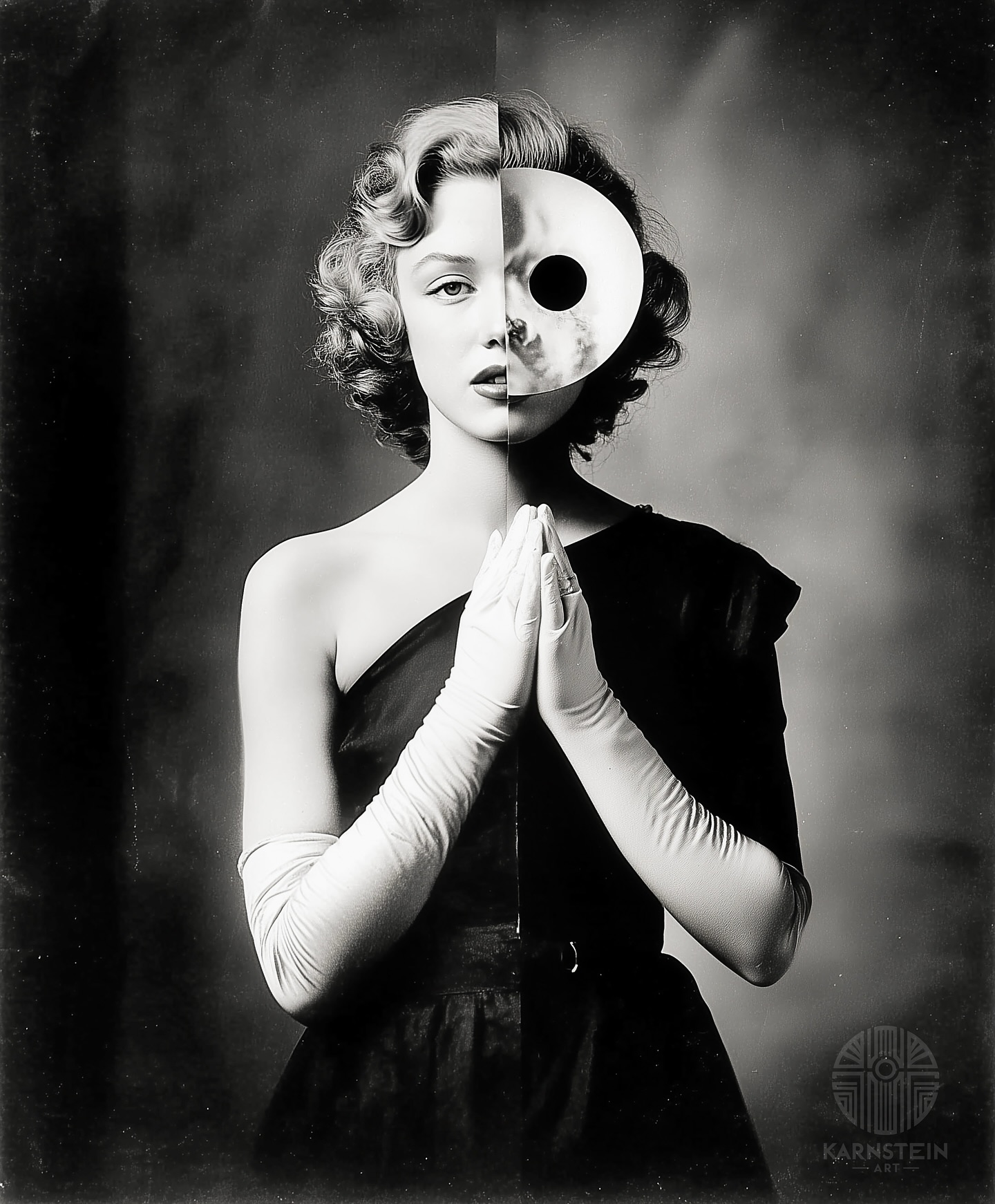 „It‘s all make-believe, isn’t it?“ 
Marilyn Monroe in her final interview (published in Life Magazine , August 3 1962) Monroe died August 5, 1962 #marilyn_monroe #marilyn #icon #normajane #hollywoodstar #fragmented #illusion #photoart #kiki_karnstein #photohistory #blackandwhite #blackandwhitephotography #surrealphotography #promptography #artwork #aiart #surrealism